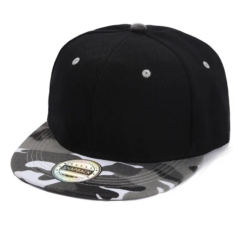 Logotipo personalizado Solid Color Hat Plate Flat plano a lo largo de Baseball Cap Men and Women Summer Hip Hop Snapback Caps