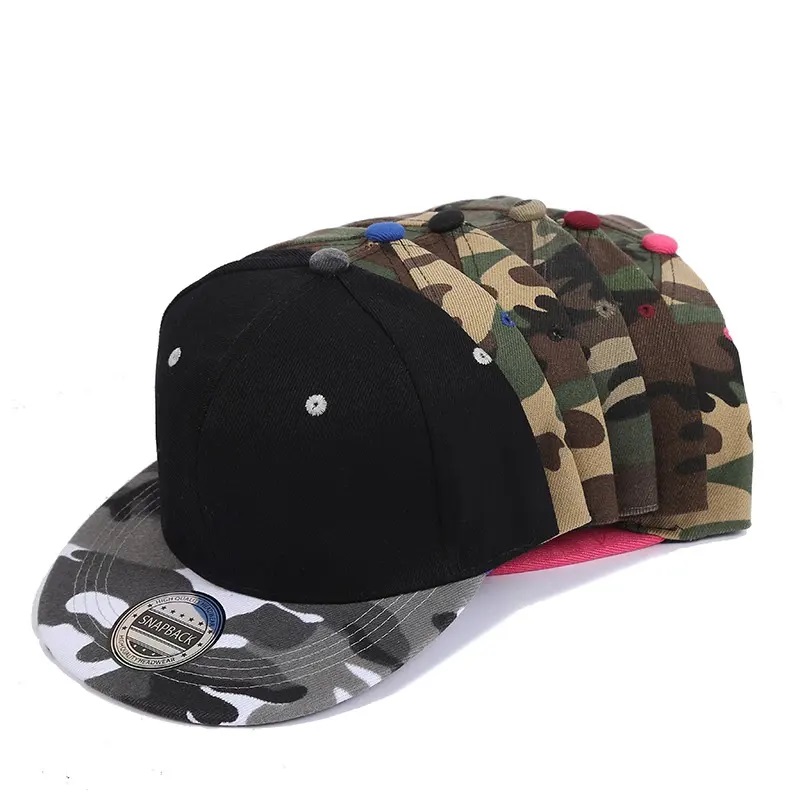 Logotipo personalizado Solid Color Hat Plate Flat plano a lo largo de Baseball Cap Men and Women Summer Hip Hop Snapback Caps