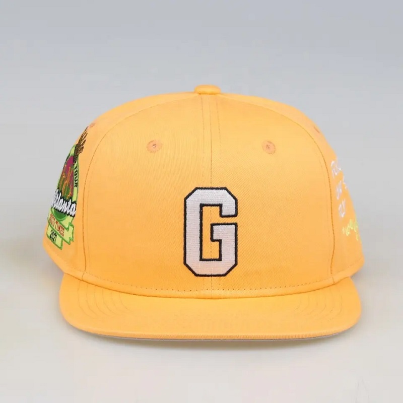 Hecho en China seis paneles de béisbol snapback para hombres Gorras Snapbacks Snapbacks Hats de bordado amarillo