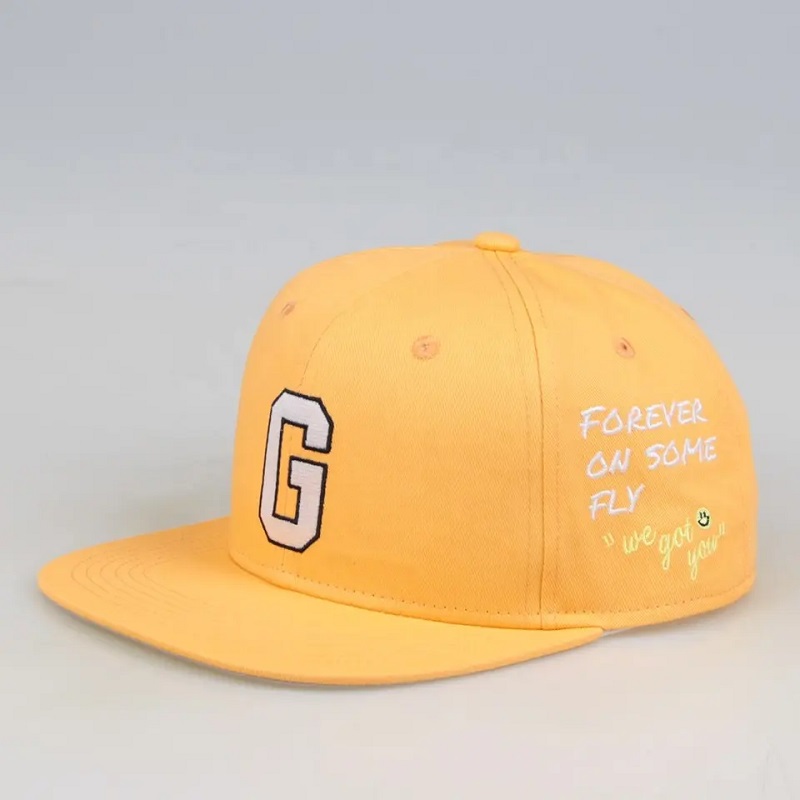 Hecho en China seis paneles de béisbol snapback para hombres Gorras Snapbacks Snapbacks Hats de bordado amarillo