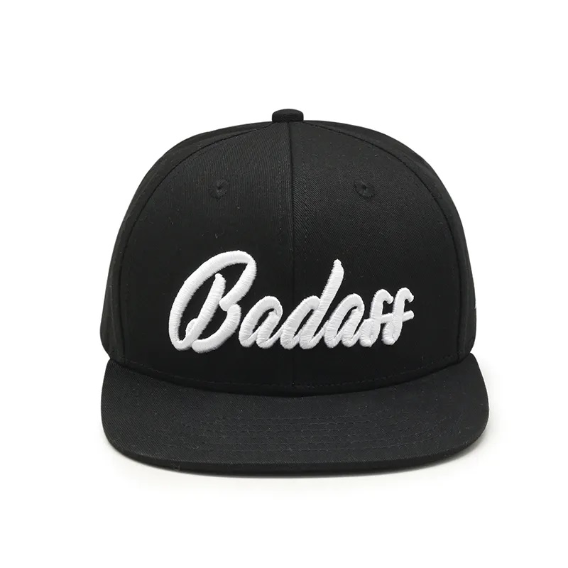 Design OEM Design Flat Brim 6 Panel Customed 3D Bordery Logo de bordado Hip Hop Cap Snapback sombrero para hombres