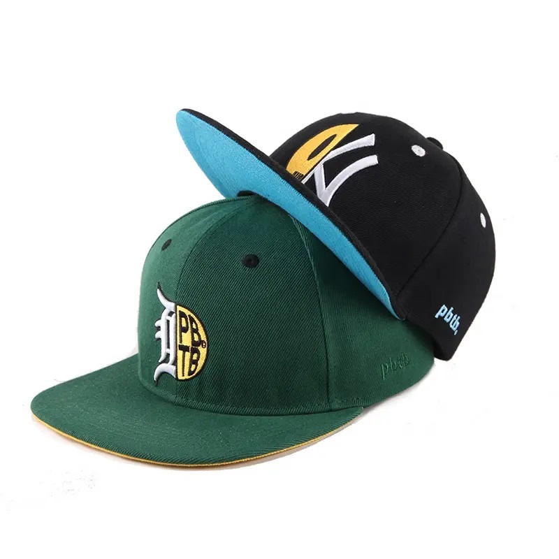 Fábrica Mayor Baseball Gat Custom Men Snapback Cap 6 Panel Bordeo Flat Bordery Capacitación deportiva ajustada