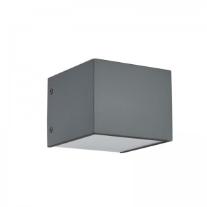 Lámpara de pared del hotel de hospitalidad con acabado gris plano pintado y LED integrado en el interior en la habitación típica del hotel