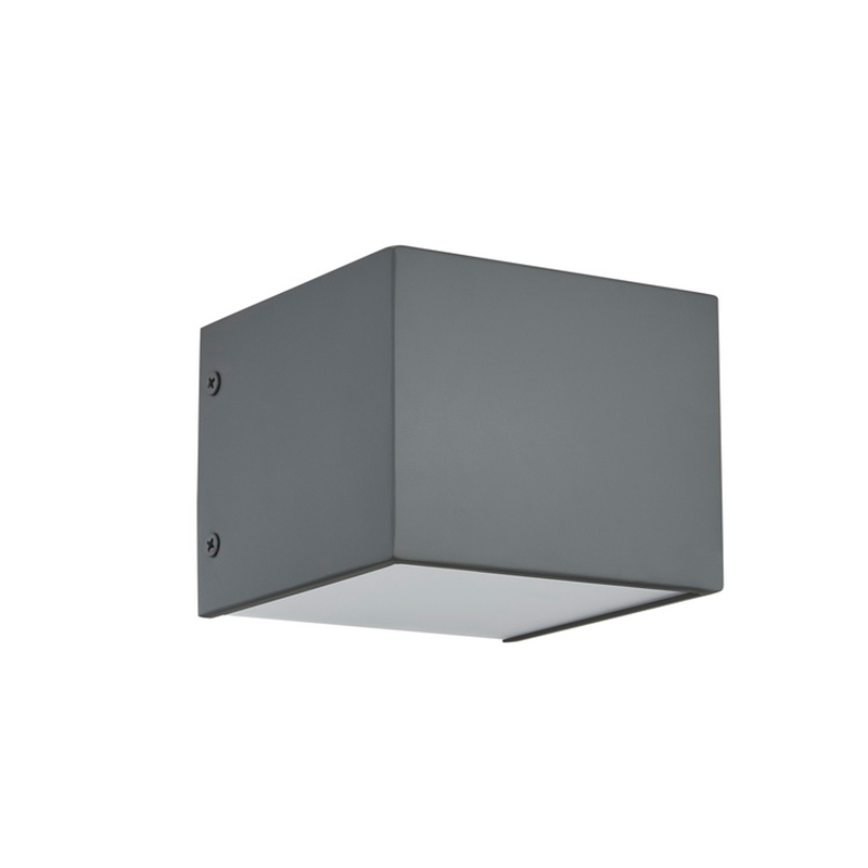 Lámpara de pared del hotel de hospitalidad con acabado gris plano pintado y LED integrado en el interior en la habitación típica del hotel