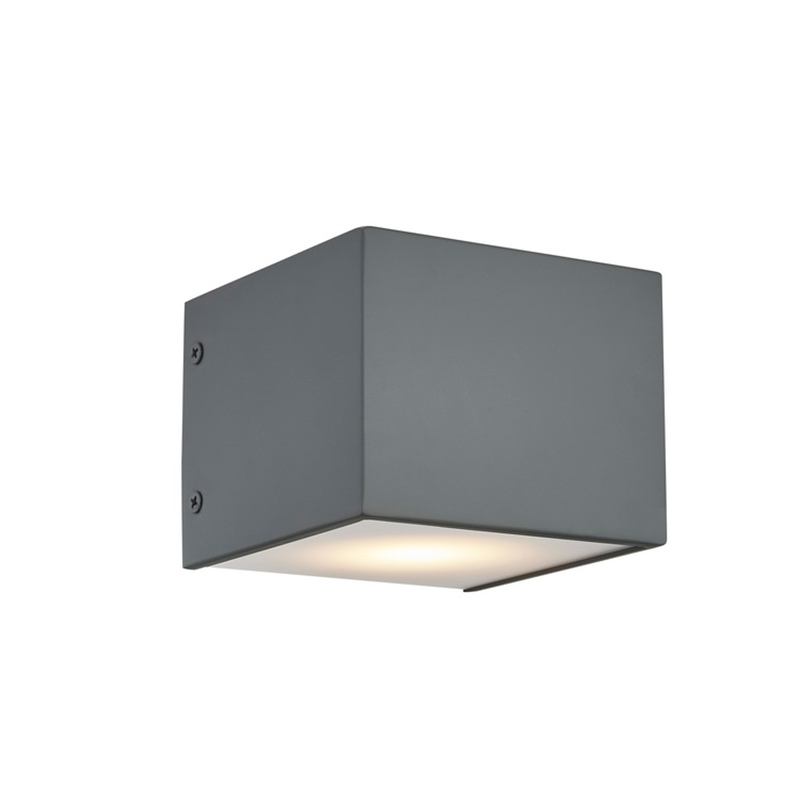 Lámpara de pared del hotel de hospitalidad con acabado gris plano pintado y LED integrado en el interior en la habitación típica del hotel