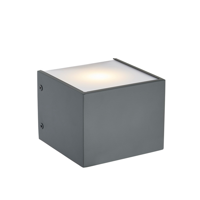 Lámpara de pared del hotel de hospitalidad con acabado gris plano pintado y LED integrado en el interior en la habitación típica del hotel