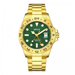 Baogela New Men Luxury Watch 304 acero inoxidable Dial luminoso 50m Moda de buceo Parejas Sport Wristwatch Gold Green 22806