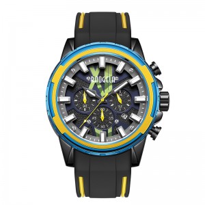 Baogela New Watches Men Correa de goma inoxidable Reloj azul para el hombre de lujo impermeable cronógrafo Wallwatch Luminous Relogio 22601