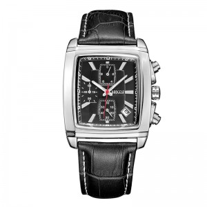 Baogela Rectangle Dial Store de cuero Reloj For Men Casual Blue Cronograph Quartz Watches Man Wallwatch Montre Reloj часы мжжж2607