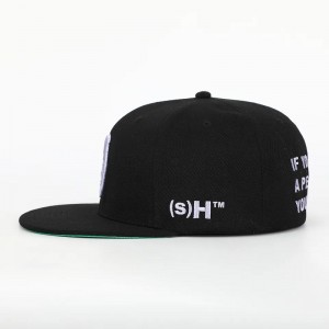 6 panel de 6 panelesnegros cerrado de la espalda flexible gorras gorras hat gor ajustado 3D bordado logo de bordado verde