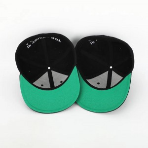 6 panel de 6 panelesnegros cerrado de la espalda flexible gorras gorras hat gor ajustado 3D bordado logo de bordado verde