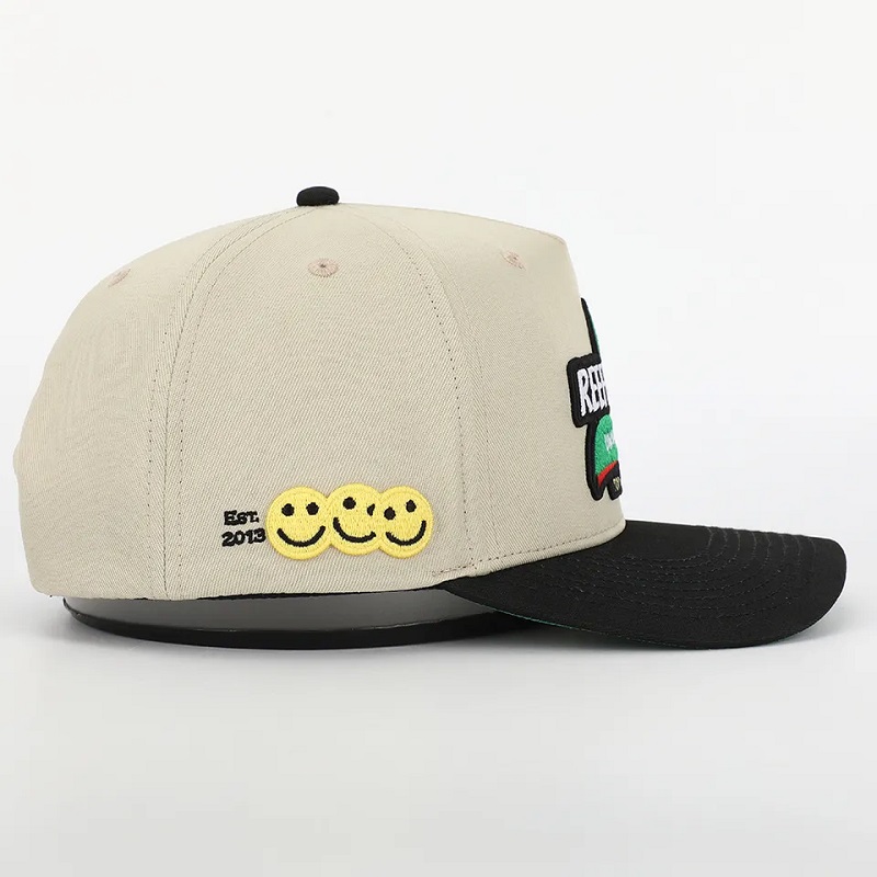 Capa de béisbol de algodón curvado de 5 paneles de OEM Custom, Gorras de perfil Midfil, Gorras, Bordado 3D Bordado Logotipo de papá estructurado