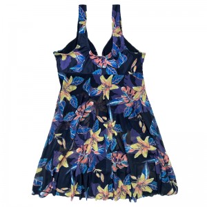 V Flores de cuello trajes de baño de talla grande