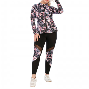 Tres piezas Conjunto de yoga en forma de U floral