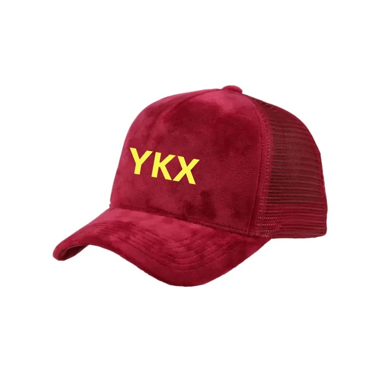 Factory personalizado 5 panel Velvet Mesh Trucker Cap Bordado 3D Logo de bordado Camionero Sombrero