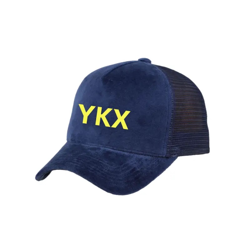 Factory personalizado 5 panel Velvet Mesh Trucker Cap Bordado 3D Logo de bordado Camionero Sombrero