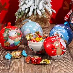 Tinplate Christmas Ball Caja de regalo de dulces de Navidad