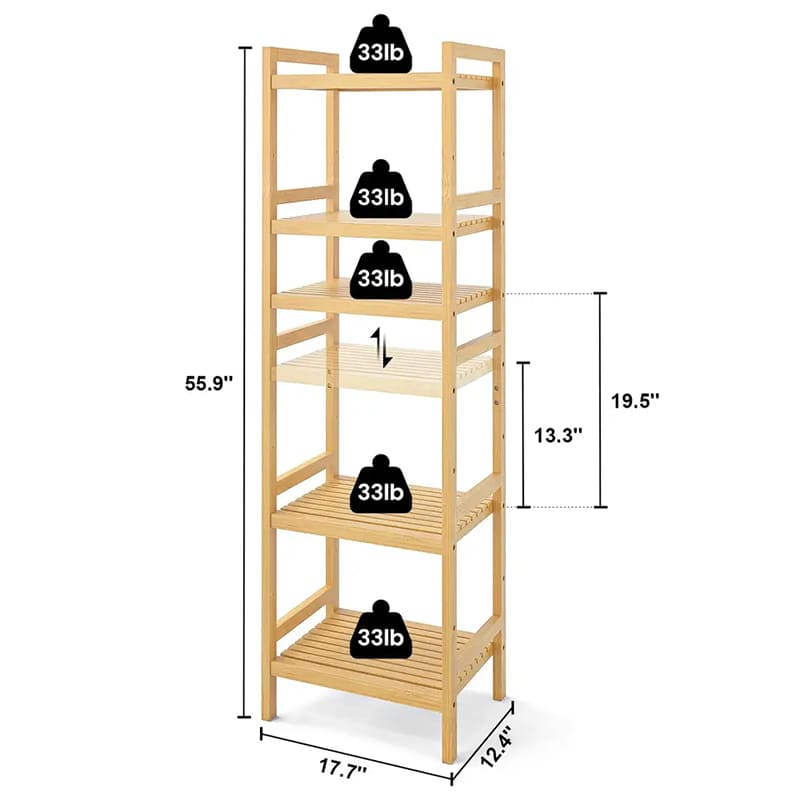 BSCI Custom 6 Tiers Ajustable Tall Bookcase Book Book Stant Organizer UNIDAD DE LA UNIDAD DE ALTAJE