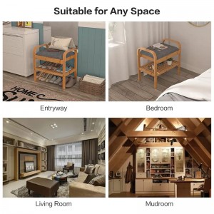 Corredor Display Estante del estante Organizador de almacenamiento de zapatillas Banco de zapatos de bambú de bambú