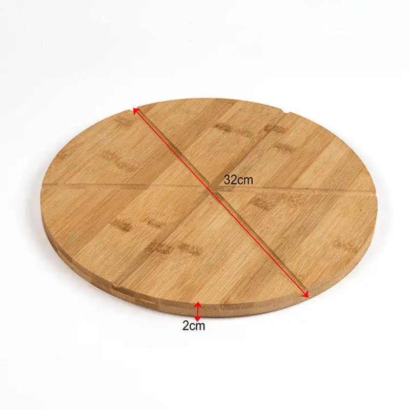 Pizza de bambú redonda de corte