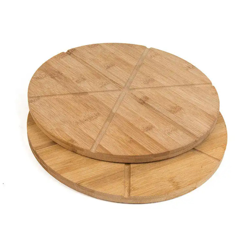 Pizza de bambú redonda de corte