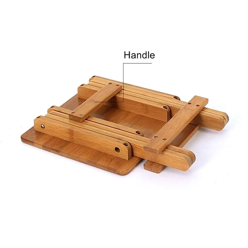 Taburete de bambú plegable multifuncional para ducha de pesca, jardín y patio (redondo)
