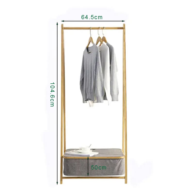Nuevo diseño de estante de bambú Muebles de la cama ropa de ropa de ropa con cesta de almacenamiento
