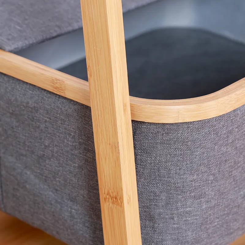 Nuevo diseño de estante de bambú Muebles de la cama ropa de ropa de ropa con cesta de almacenamiento