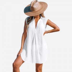 Vestido de encubrimiento de cuello básico de cuello en V