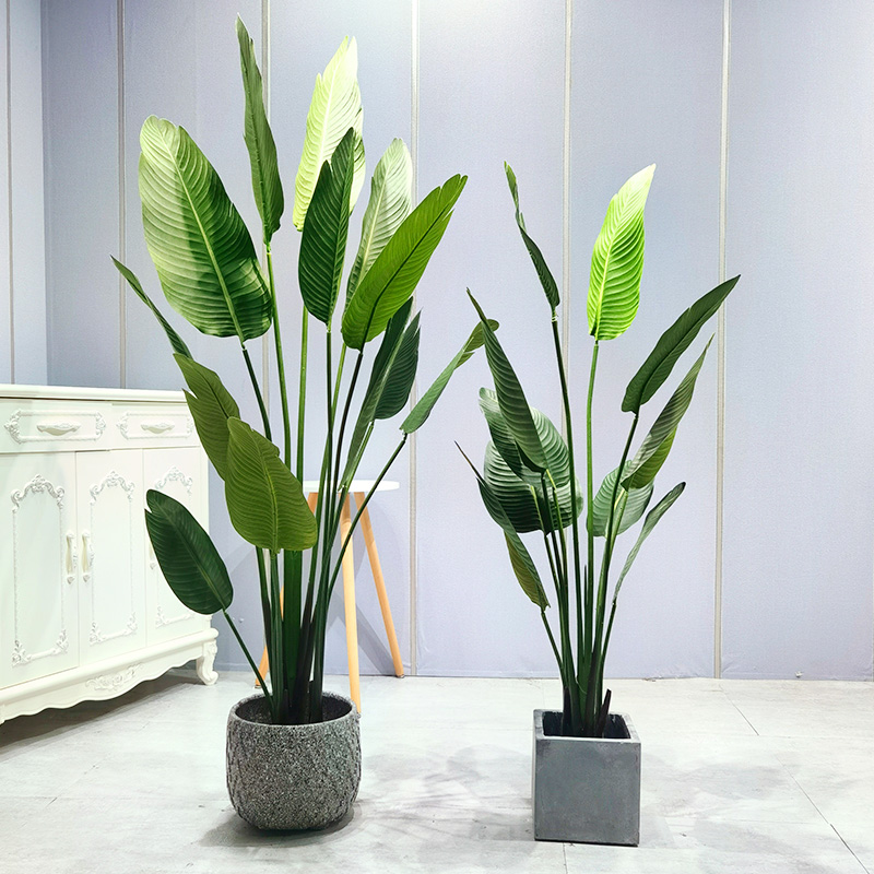 Plantas artificiales casinaturales palmera en maceta árbol de plátano hojas de interior planta verde faxu decoración de bonsai de planta