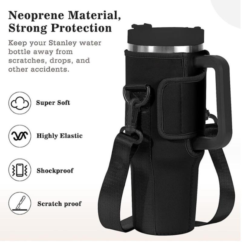 Bolsas para transportador de aislador de botella de aguaneopreno manga 40 oz de vaso de vaso bolso bagas con correa para el hombro