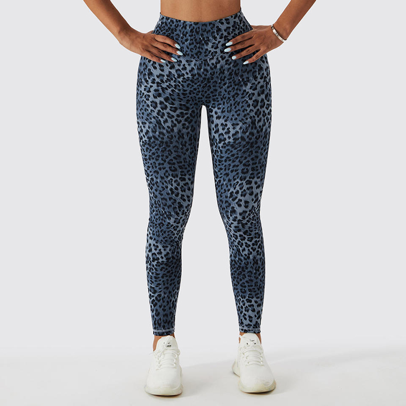 SC10112 Costrado Leopardo Impresión Alta cintura Fitness Legging Femme Scrunch Bum Leggings Pantalones de yoga