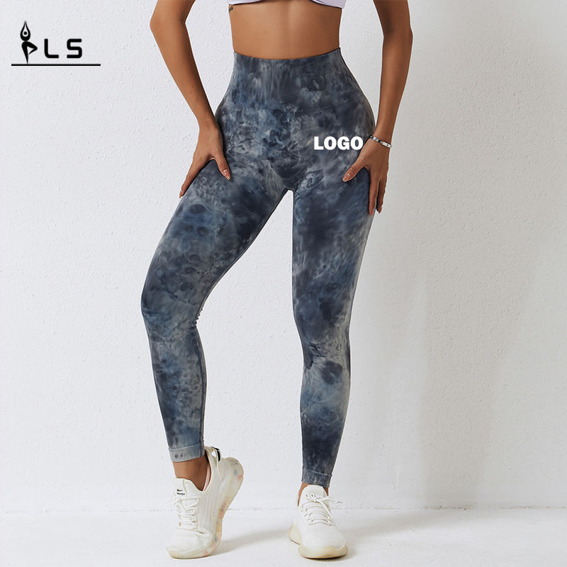 SC10125 Precio al por mayor Tie Dye Scrunch Leggings y pantalones de yoga Sport de cintura alta Pantalones de yoga de gimnasio Leggings de botín