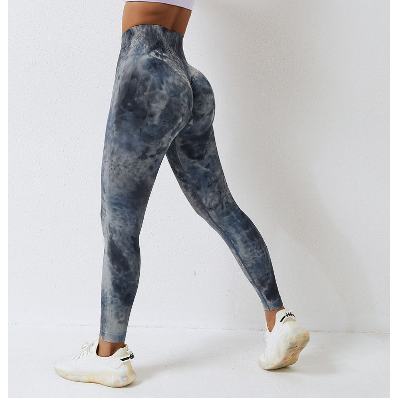 SC10125 Precio al por mayor Tie Dye Scrunch Leggings y pantalones de yoga Sport de cintura alta Pantalones de yoga de gimnasio Leggings de botín