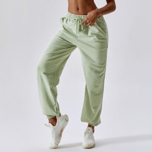 SC10129 Solid Elastic Wint Sweat Sweet Sports \\\\ Sports Flow Sports Flower Pants Toggers de cintura alta