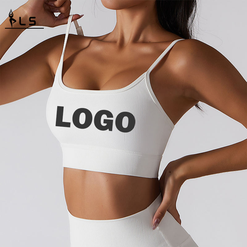 SC10174 White Sports sujetador activo ropa de etiqueta privada yoga bras sexy strappy personalizado sujetador deportivo para mujeres