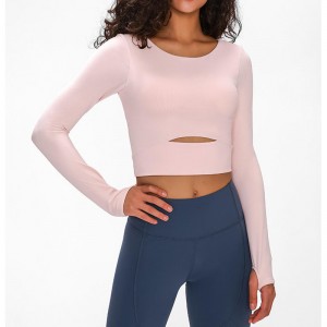 SC10275 ajustado ajustado camiseta de yoga de manga larga