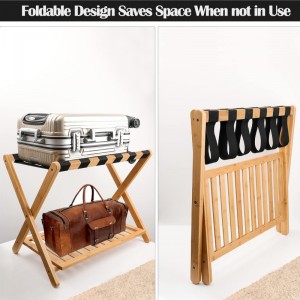 Soporte de maleta plegable de bambú para la habitación de huéspedes Hotel