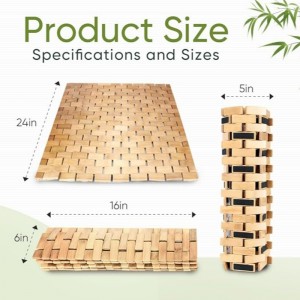 Alfombra de baño de bambúnatural, alfombra de ducha de bambú sin deslizamiento, alfombra de baño de madera plegable impermeable para bañera