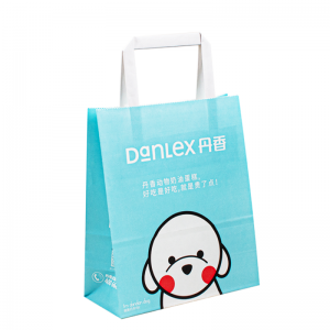bolsa de papel kraft reciclable personalizada con su propio logotipo, bolsa de papel de compra personalizada para comida con mango