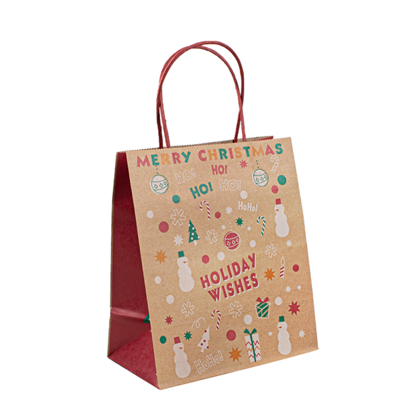 Bolsas de empaque Kraft de compras de regalos marrones ecológicos personalizados con su propio logotipo Bolsas de Papel Kraft Bag