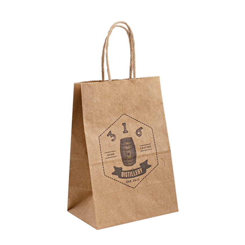 Logotipo de comida para comida para llevar compras bolsas de papel personalizadas Kraft con manijas