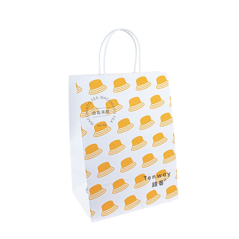 Mango de bolso de papel bolsas de papel marrón diseñador de mango de impresión para embalaje de papel de papel de papel