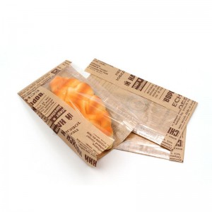 Gasaf Geaseproof Kraft Papel de papel con ventana para Croissant