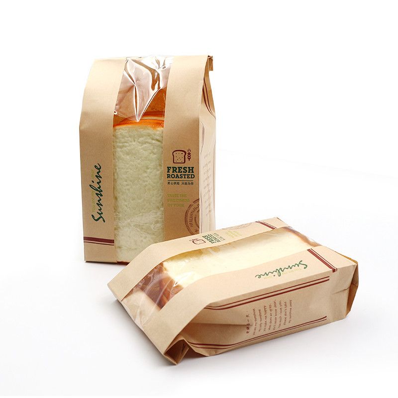 Bolsas de embalaje de papel Kraft de pan marrón con ventana FCS SGS FDA certificada
