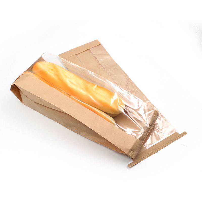 Bolsas de embalaje de papel Kraft de pan marrón con ventana FCS SGS FDA certificada
