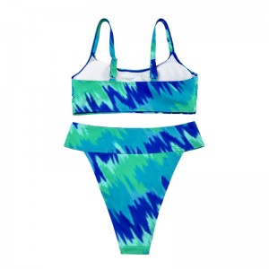 Turquesa impresa de dos piezas con correas anchas