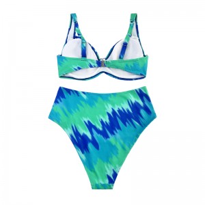 Traje de baño de dos piezas impreso turquesa con correas anchas