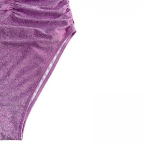 Purple Silver sin tirantes sin tirantes sin tirantes de una pieza plisada de una pieza