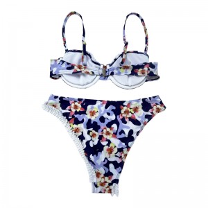 Bikini irregular con volantes Floral Set Twimsuit de dos piezas
